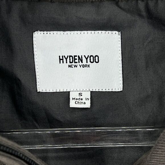 HYDEN YOO Mens Classic Bomber Coat Jacket Leather Ultra 100% Suede Sz S Zip Grey - Picture 6 of 9